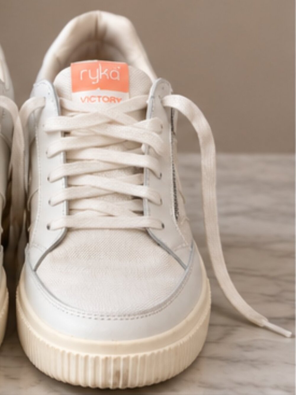 Ryka Victory White Rebound Fit Sneakers Side Zip Women’s Size 8